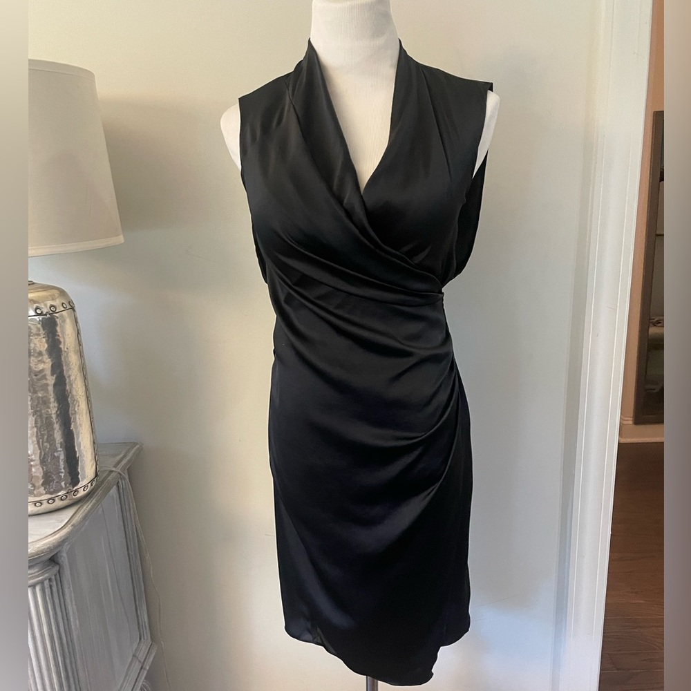 ALLSAINTS ARINA BLACK SATIN WRAP DRESS SIZE 4 - Picture 3 of 13